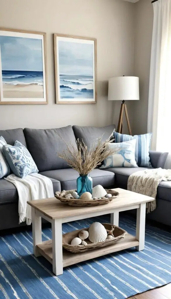 coastal touch with grey couch