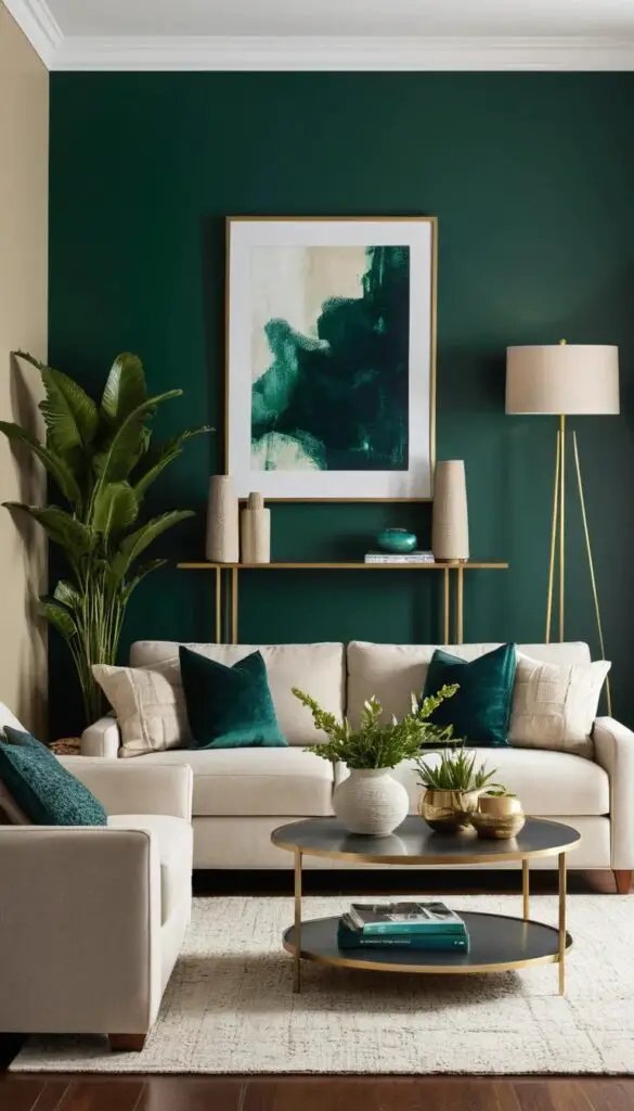 dark green accent wall