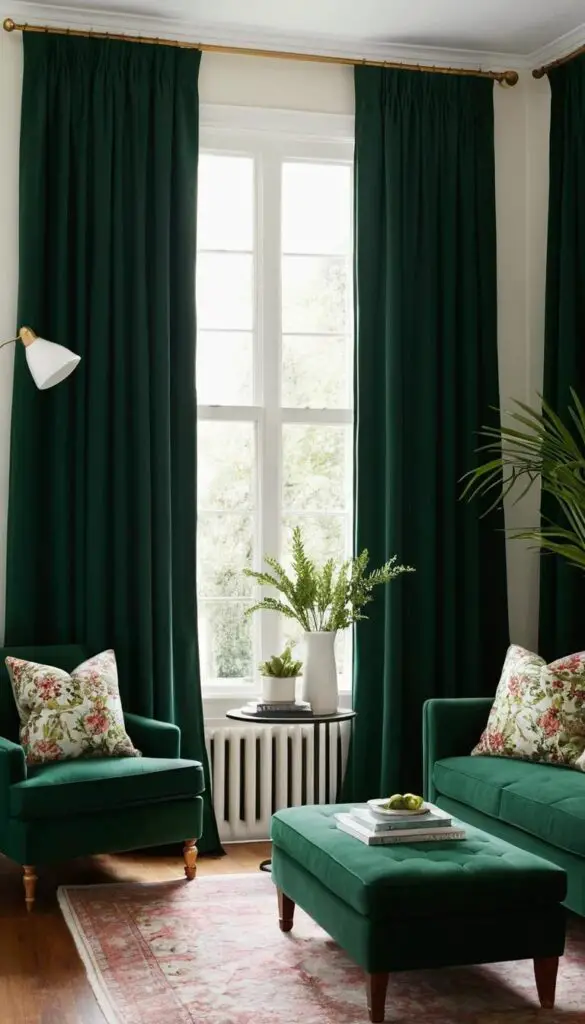 dark green curtains