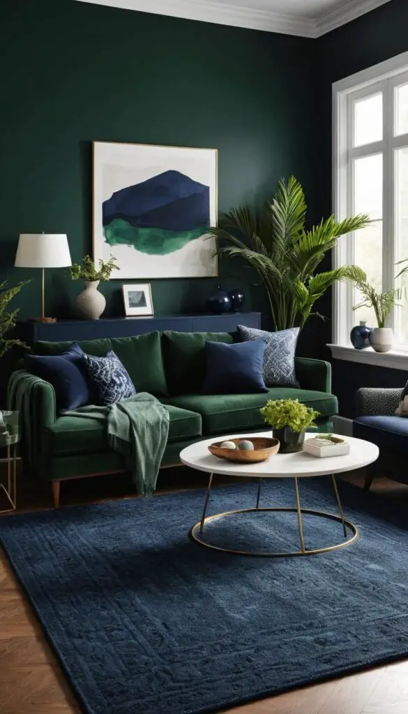 dark green with navy blue