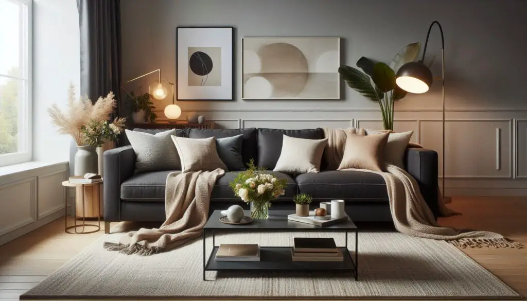 beautiful grey sofa in a living room