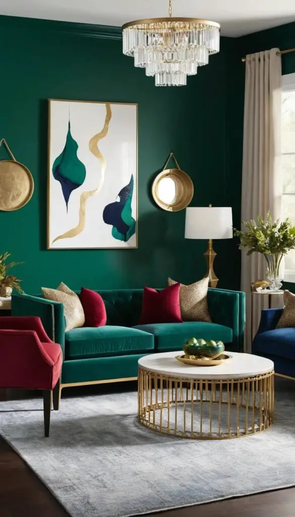 jewel tone touch in living room