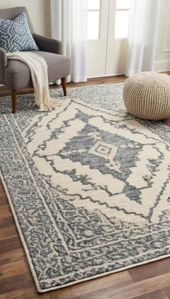 layered rug in living room