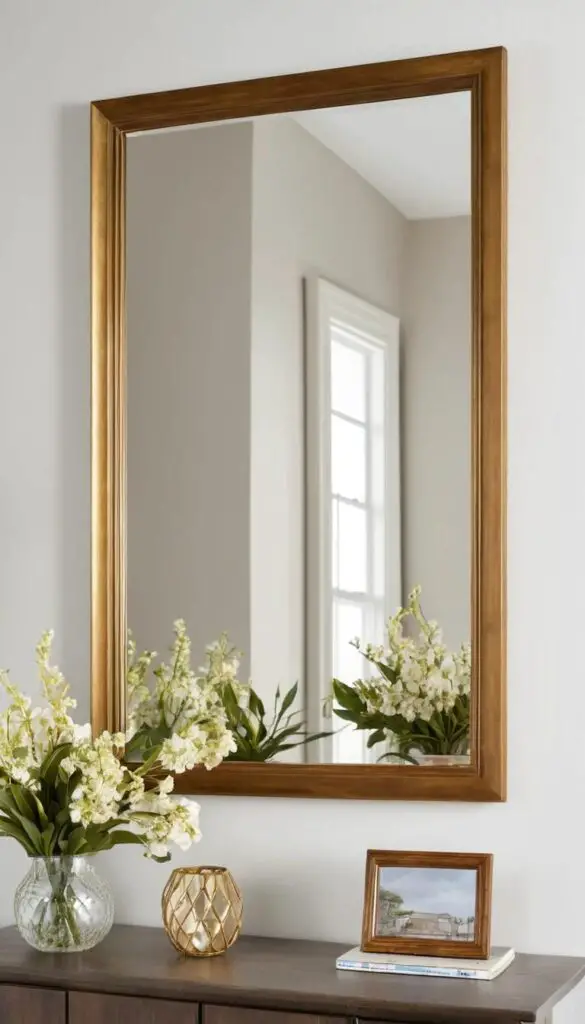 mirror with warm frame