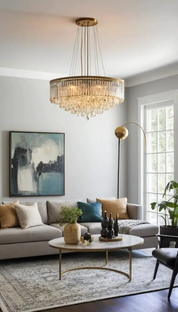 statement lighting in living room