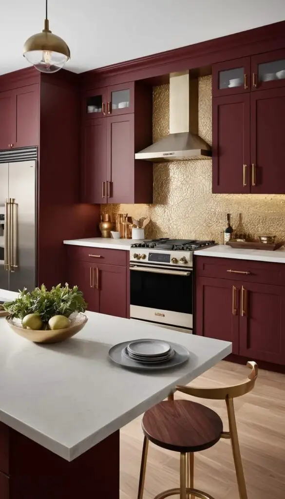 Burgundy kitchen 