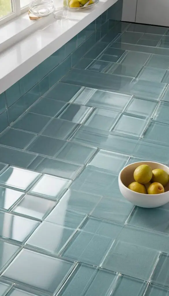 Glass tile flooring