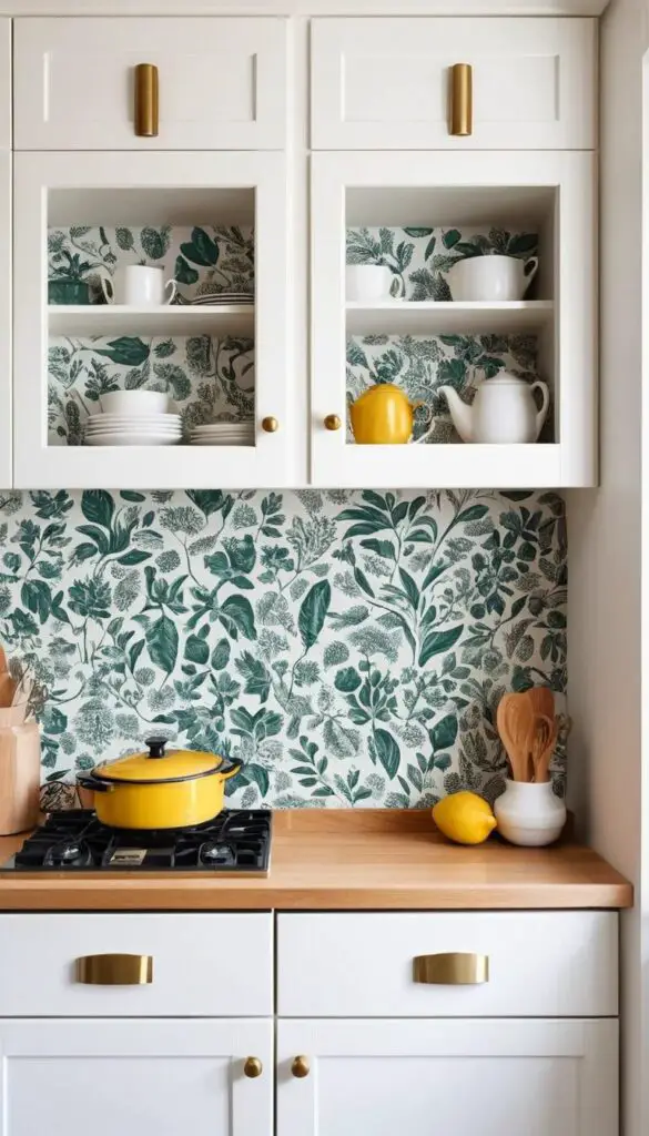 Wallpapered Cabinet Interiors