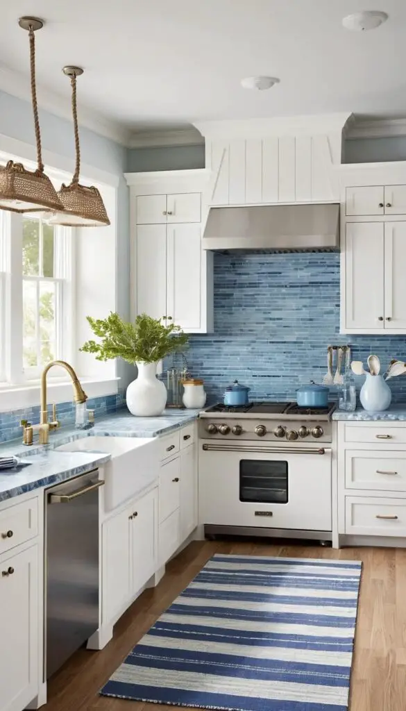 White and Blue Combo kitchen 