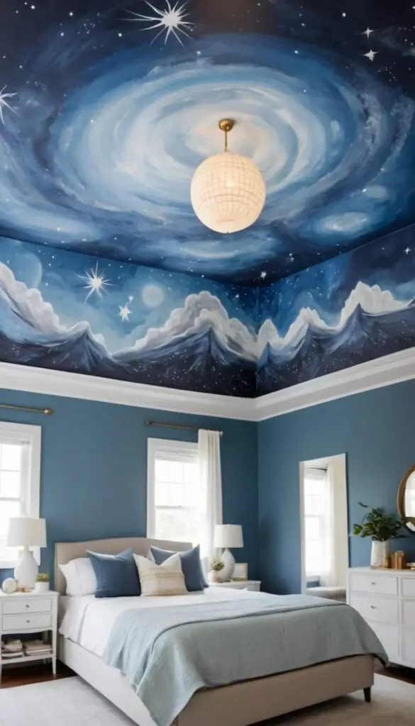 hand-painted mural on ceiling