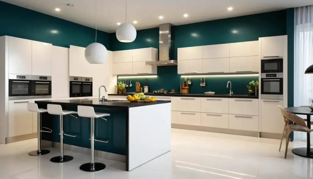 beautiful colored kitchen