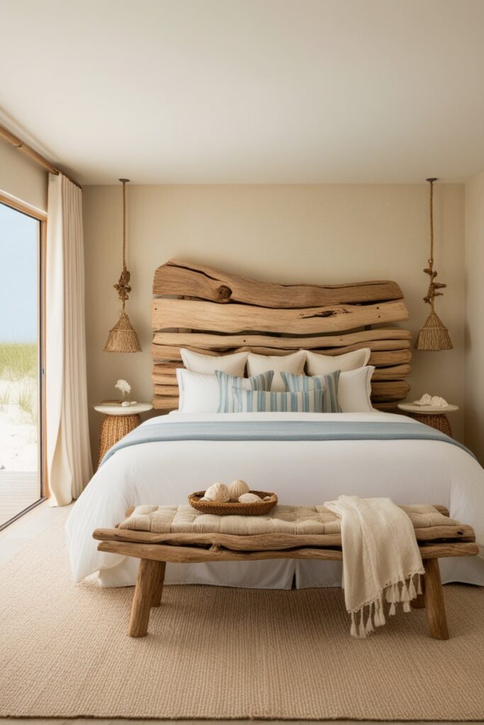 beach indoors with driftwood accents