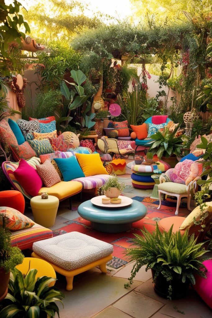 eclectic patio garden