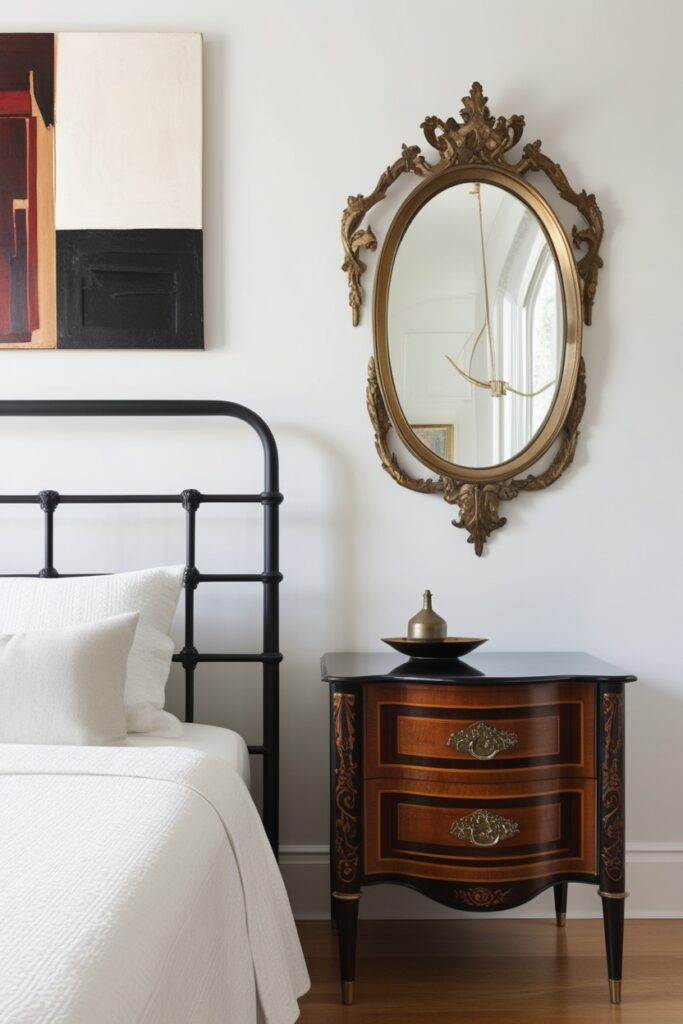 sleek, black metal bed frame