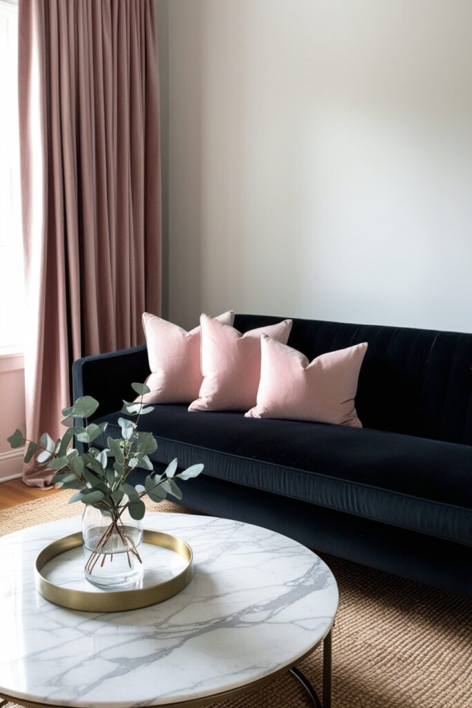 Black Velvet Sofa