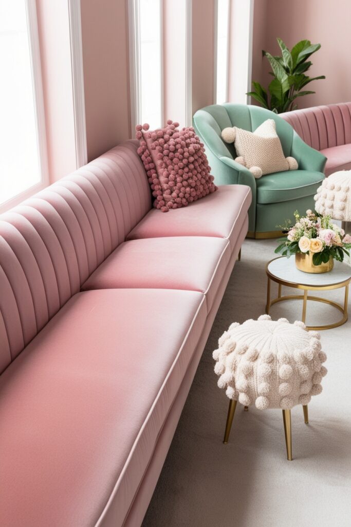 One Long Sofa and accent Chairs