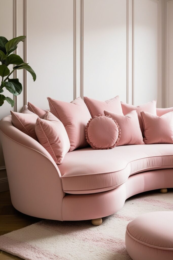 Plush Sofa with Round Edges