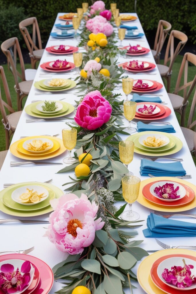Rainbow Garden Tablescape