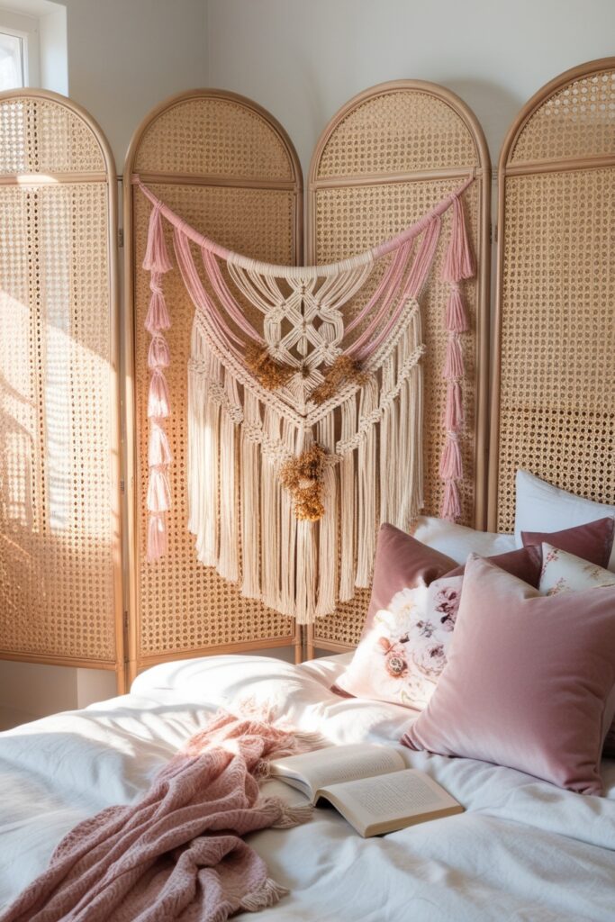 Rattan Folding Screen Headboard