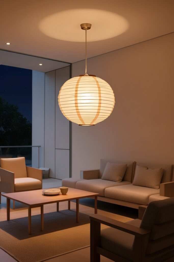 paper lantern-style pendant light