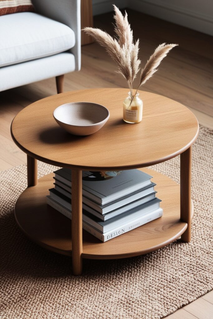 round oak coffee table