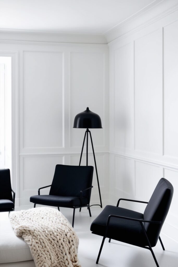 sleek black chairs and a low-profile sectional (2)