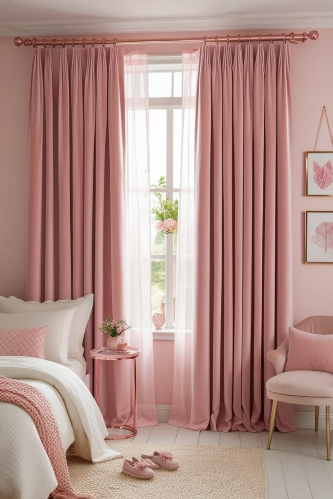 Blush pink curtains