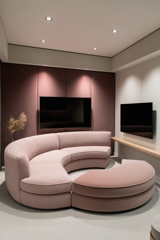 Curved Sofa to Complement the TV Area