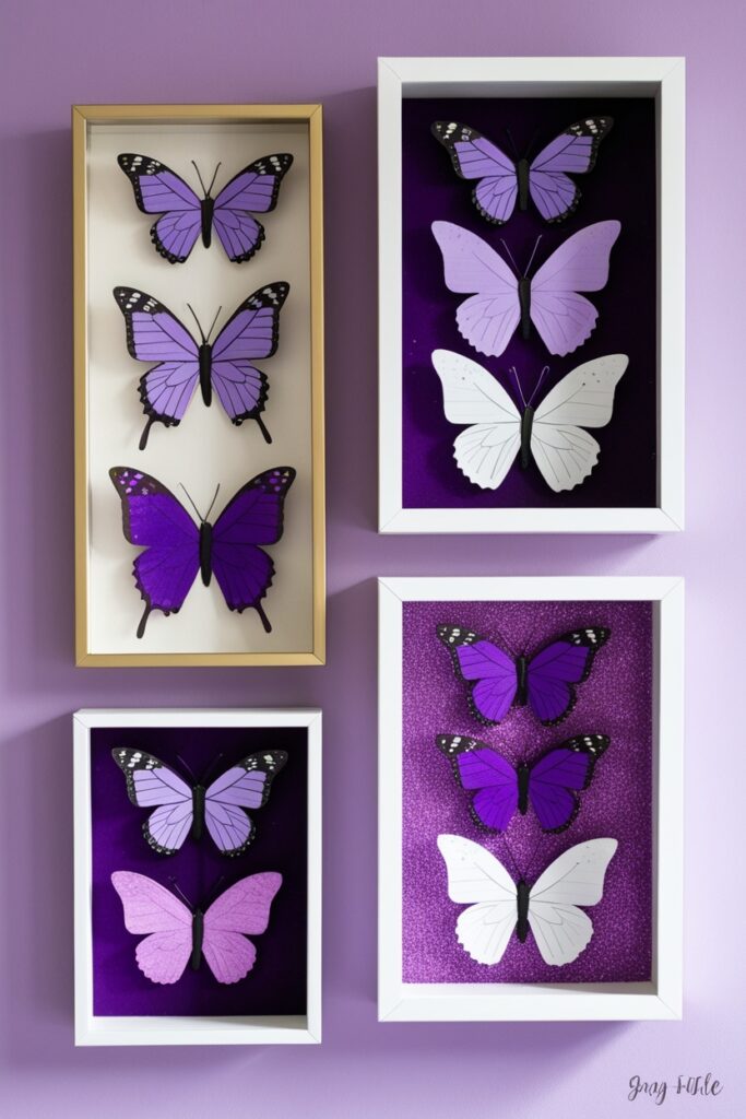 Framed Purple Butterfly Shadow Boxes
