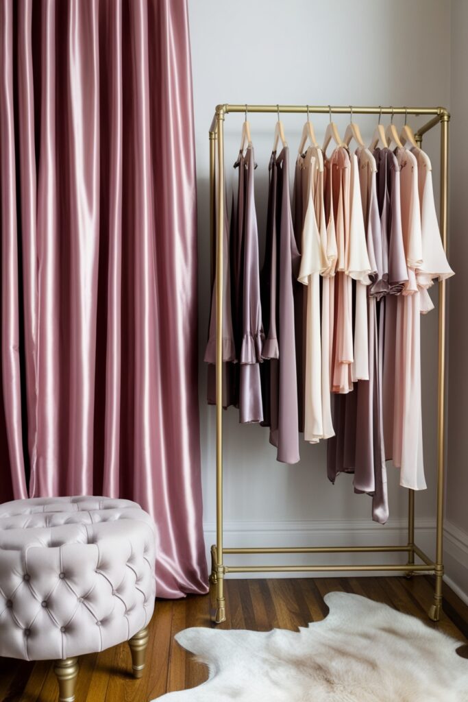 Garment Rack with Curtain Backdrop