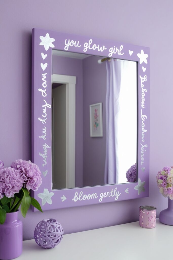 Hand-Painted Lilac Quote Mirror