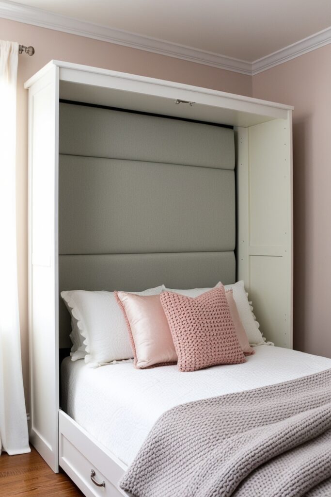 Murphy bed with a soft upholstered headboard