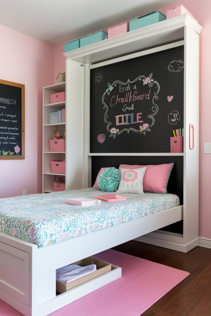 Murphy bed with chalkboard