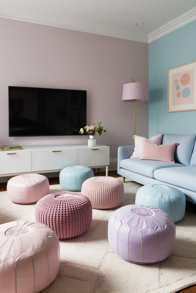 Pastel-Colored Poufs for Modular Seating