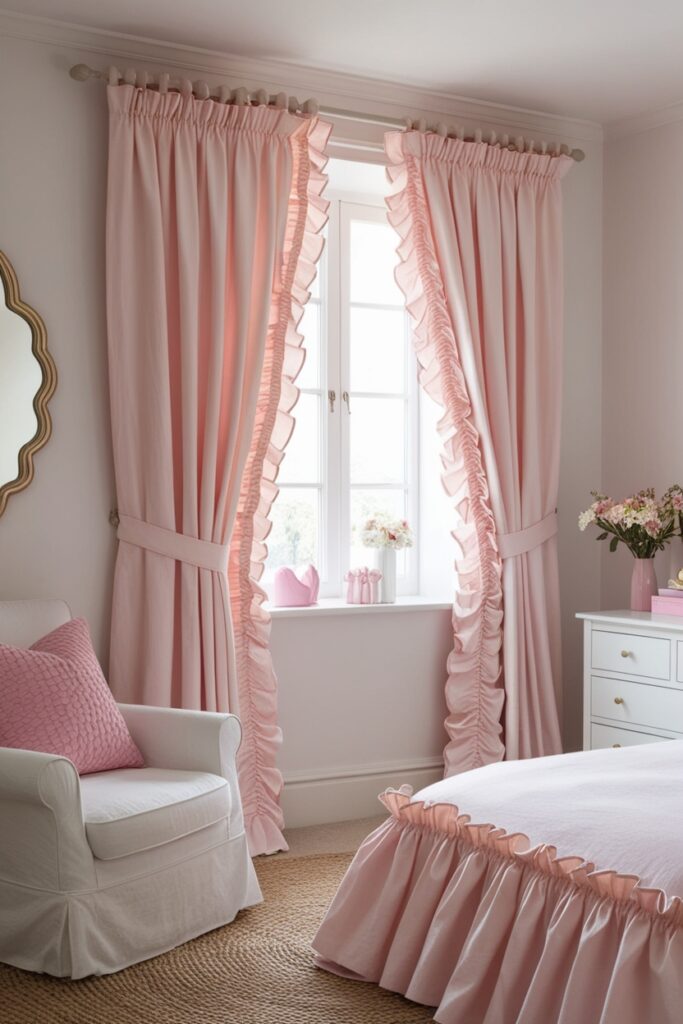 Ruffle-trim curtains