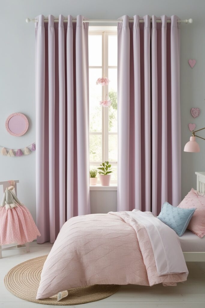 Soft blackout curtains in pastel shades