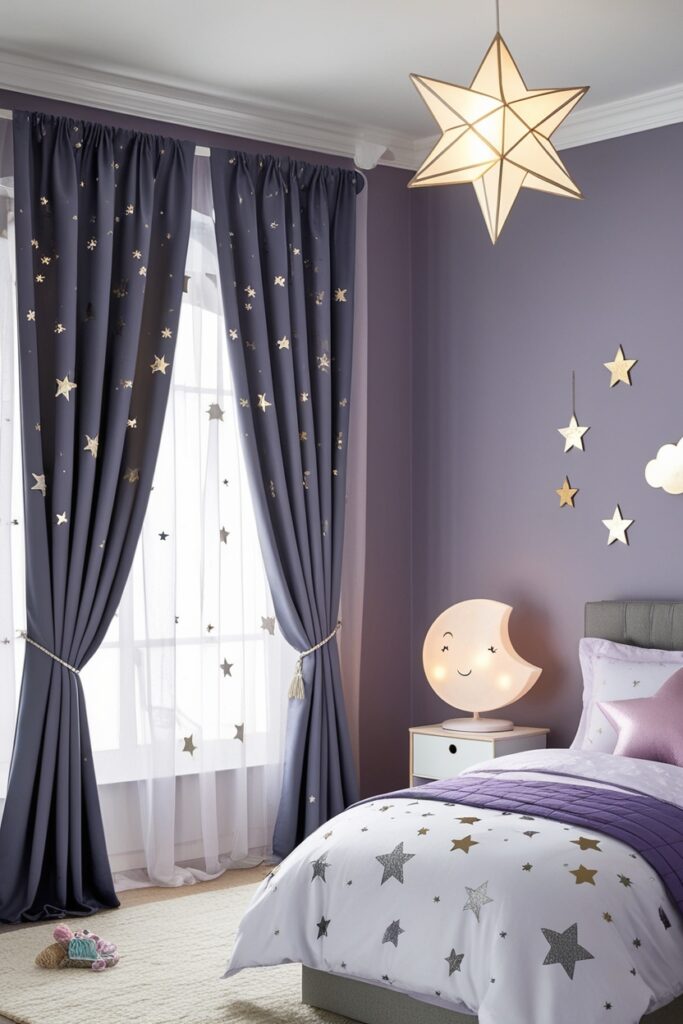 Star-cutout blackout curtains