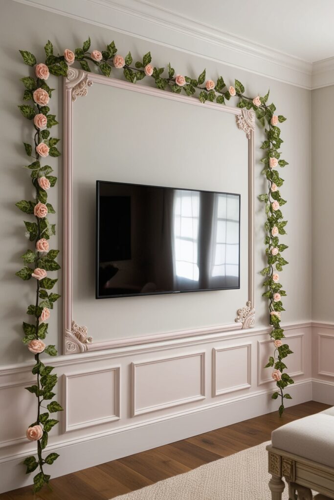 TV with Decorative Molding in a Soft Color
