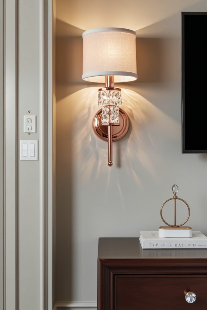 Wall-Mounted Sconce Beside the TV