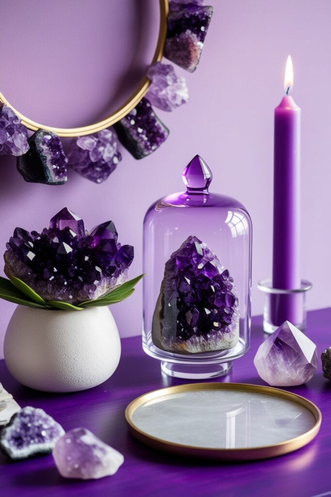 amethyst crystals as decor