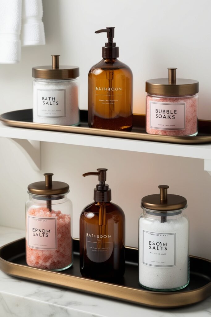 bath salts and oils in glass jars