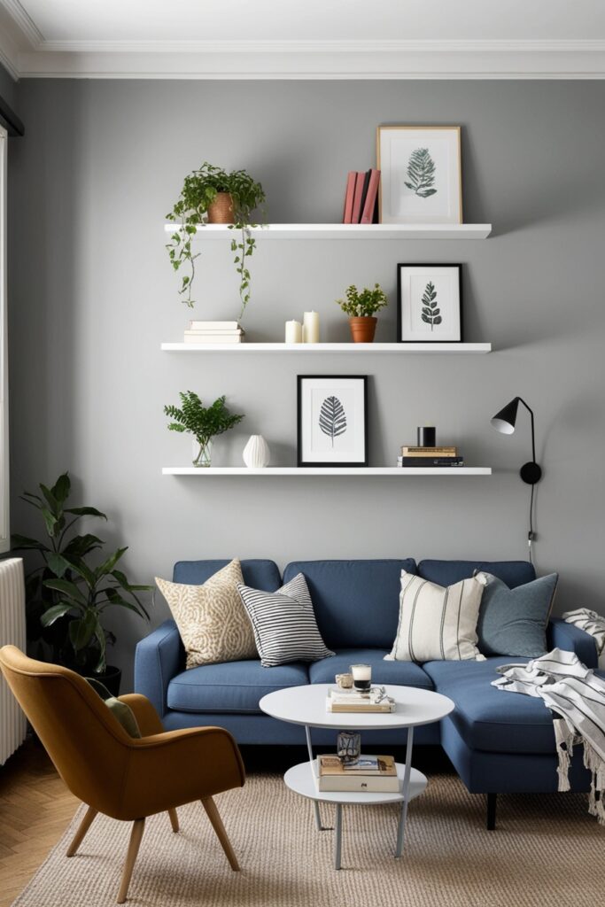 floating shelves for books and decor