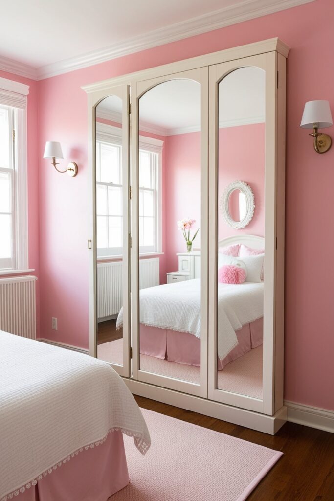 full-length mirror to the Murphy bed front