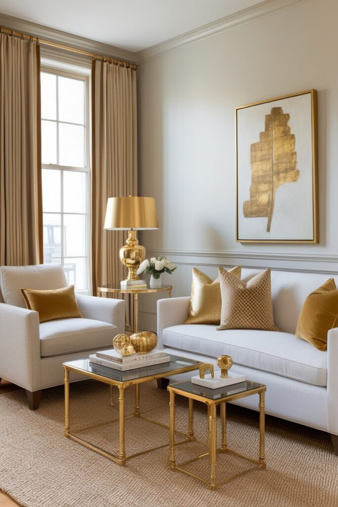 gold or brass accents