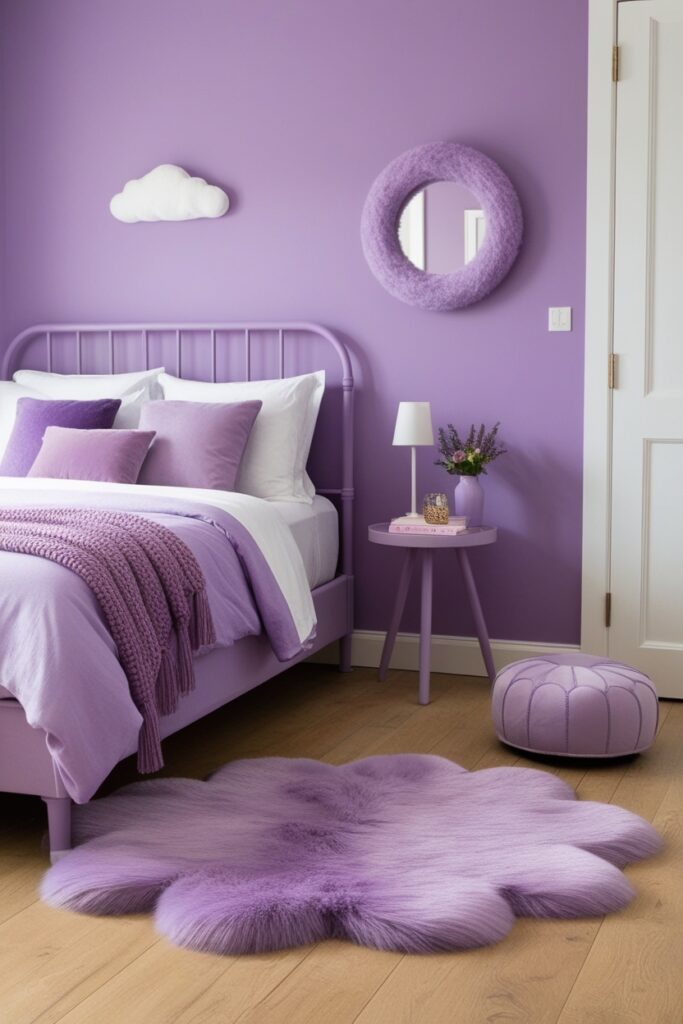 lavender faux fur rug