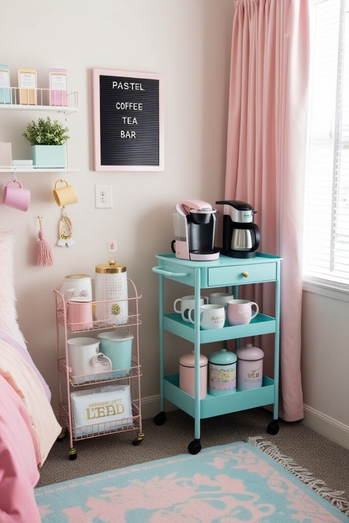 pastel-themed coffee or tea bar