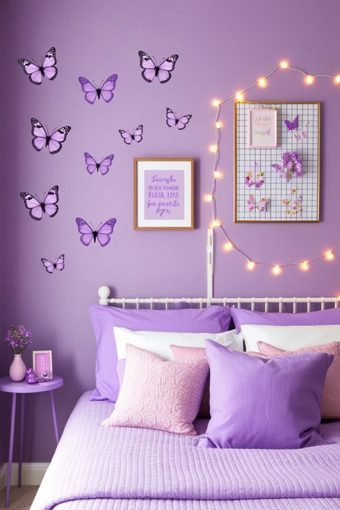 purple wall decals or butterflies