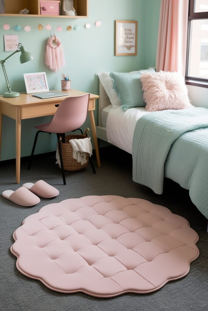 round pastel rug