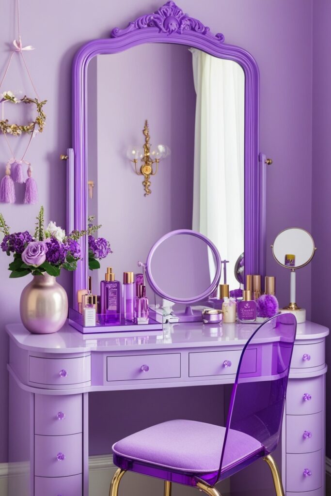vanity in purple accents