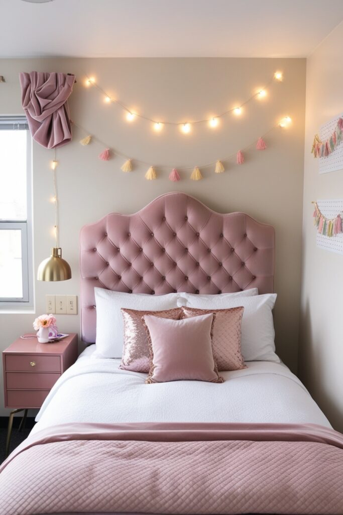velvet or tufted headboard